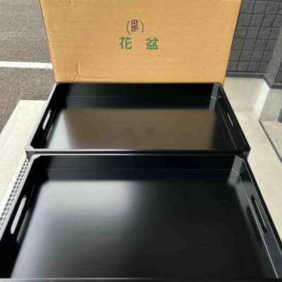 木製花盆（黒）2枚セット