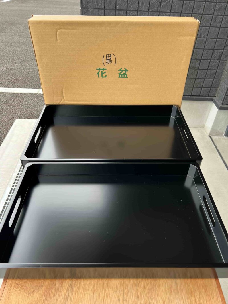 木製花盆（黒）2枚セット