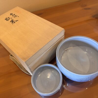 九谷焼香炉セット　銀彩ブルー